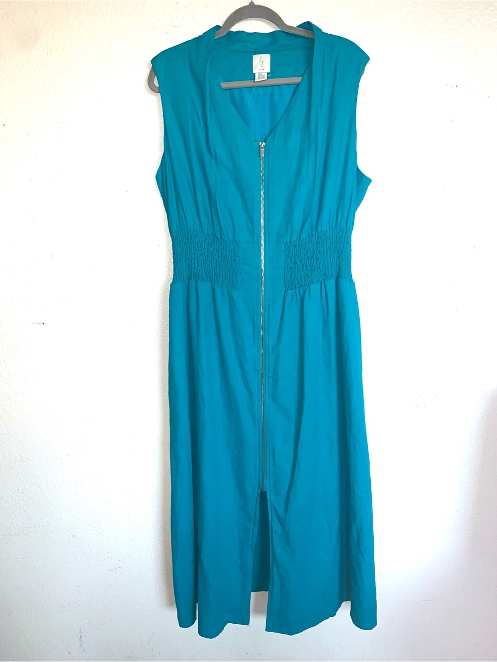 NWOT Joie Sleeveless Teal Zip-Front Dress